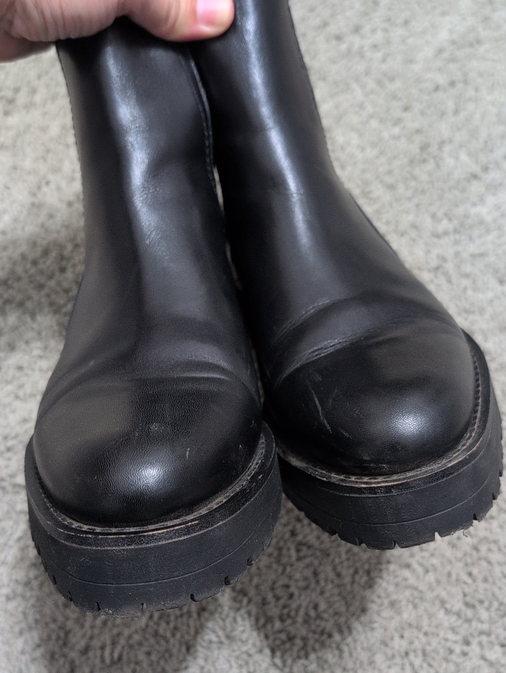 Sam Edelman Jazmine Black Leather Lug Sole Chelsea Boots 8.5 Womens Booties - Picture 6 of 9